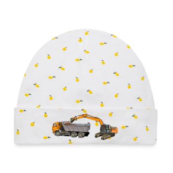 Bagger belädt LKW - Baby Premium Organic Mütze - Weiß/Zitronengelb - Vorne