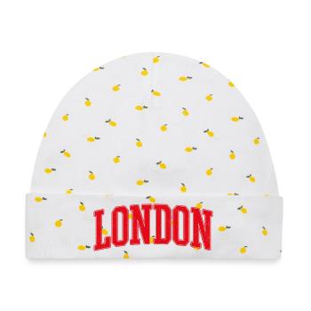 London Varsity Emblem - Baby Premium Organic Mütze - Weiß/Zitronengelb - Vorne