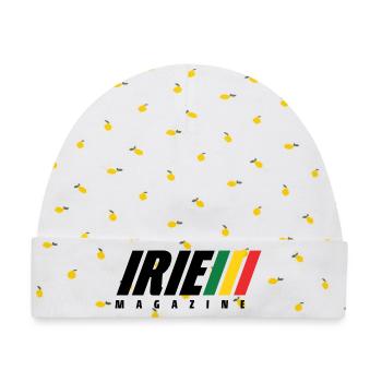 IRIE Magazine Reggae Rasta Roots Music Culture - Baby Premium Organic Mütze - Weiß/Zitronengelb - Vorne