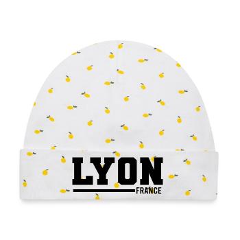 Lyon | Frankreich - Baby Premium Organic Mütze - Weiß/Zitronengelb - Vorne