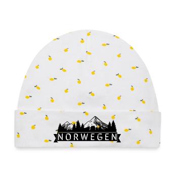 Norwegen Glitch Typo - Baby Premium Organic Mütze - Weiß/Zitronengelb - Vorne