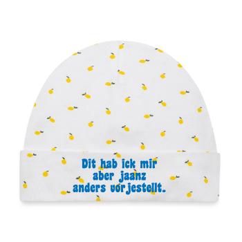 Berliner Icke Spruch - Baby Premium Organic Mütze - Weiß/Zitronengelb - Vorne
