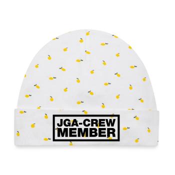 JGA Crew Member Element Top (JGA MC-Rocker-Design) - Baby Premium Organic Mütze - Weiß/Zitronengelb - Vorne