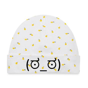 Look of Disapproval ಠ_ಠ Skeptischer Blick - Baby Premium Organic Mütze - Weiß/Zitronengelb - Vorne