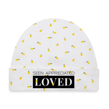 Seen Appreciated Loved - Baby Premium Organic Mütze - Weiß/Zitronengelb - Vorne