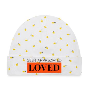 Seen Appreciated Loved zweifarbig - Baby Premium Organic Mütze - Weiß/Zitronengelb - Vorne