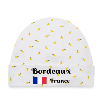 Bordeaux Frankreich - Stilvolle Drucke - Baby Premium Organic Mütze - Weiß/Zitronengelb - Vorne