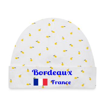 Bordeaux Frankreich - Stilvolle Drucke - Baby Premium Organic Mütze - Weiß/Zitronengelb - Vorne