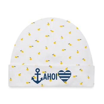 Ahoi  - Baby Premium Organic Mütze - Weiß/Zitronengelb - Vorne