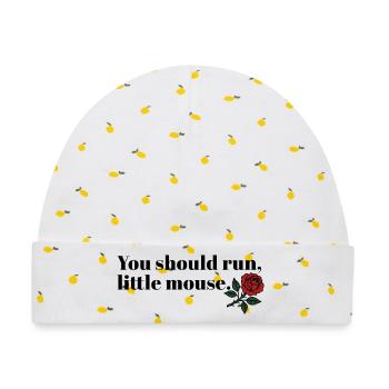 Run Baby Run – Dark Booktok Design - Baby Premium Organic Mütze - Weiß/Zitronengelb - Vorne