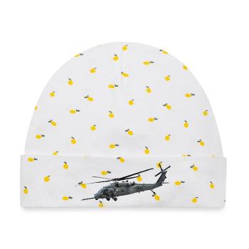 Helikopter - Baby Premium Organic Mütze - Weiß/Zitronengelb - Vorne