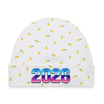 Neon 2026 Design mit Farbverlauf - Baby Premium Organic Mütze - Weiß/Zitronengelb - Vorne