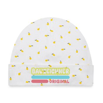 Vorname Bauzeichner - Baby Premium Organic Mütze - Weiß/Zitronengelb - Vorne