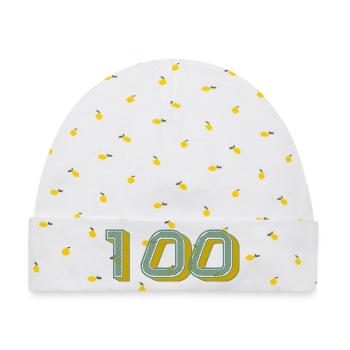 100. 100 JAHRE. 100-JÄHRIGES JUBILÄUM. GEBURTSTAG 100 - Baby Premium Organic Mütze - Weiß/Zitronengelb - Vorne