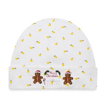 Merry Christmas Gingerbread Duo - Baby Premium Organic Mütze - Weiß/Zitronengelb - Vorne