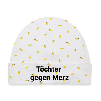 Tochter gegen Merz Stadtbild CDU - Baby Premium Organic Mütze - Weiß/Zitronengelb - Vorne