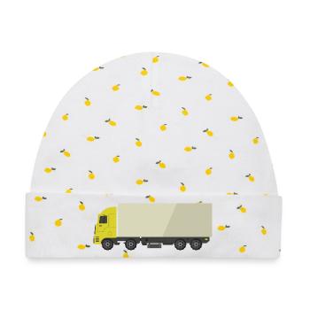 Lkw - Baby Premium Organic Mütze - Weiß/Zitronengelb - Vorne