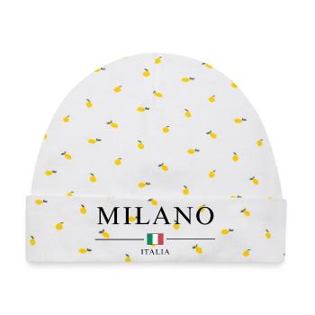 Milano italia - Baby Premium Organic Mütze - Weiß/Zitronengelb - Vorne