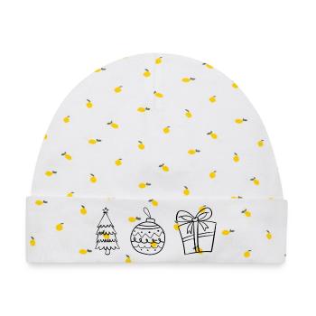 Minimal Christmas – Schlichte Weihnachtsdesigns - Baby Premium Organic Mütze - Weiß/Zitronengelb - Vorne