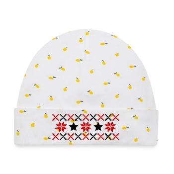 Norweger Muster Winter - Baby Premium Organic Mütze - Weiß/Zitronengelb - Vorne