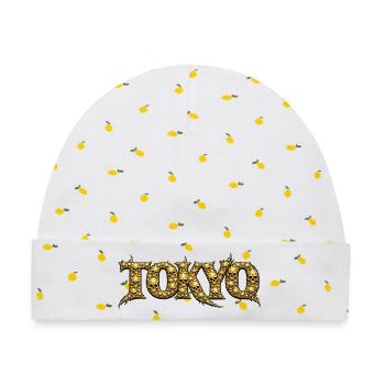 Goldene Schädel Tokyo Logo - Baby Premium Organic Mütze - Weiß/Zitronengelb - Vorne