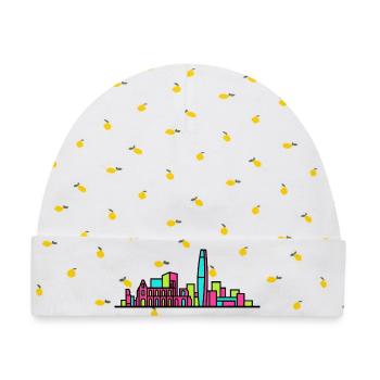 Reading City Skyline Blade Building Moderne Kunst - Baby Premium Organic Mütze - Weiß/Zitronengelb - Vorne