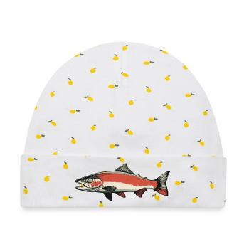 Lachse Lachs - Baby Premium Organic Mütze - Weiß/Zitronengelb - Vorne