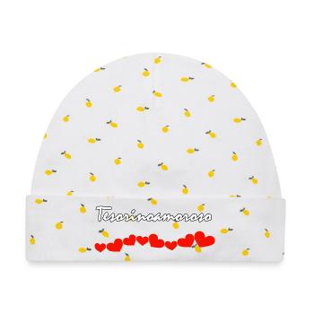 LIEBESTEMPERAMENT - Baby Premium Organic Mütze - Weiß/Zitronengelb - Vorne