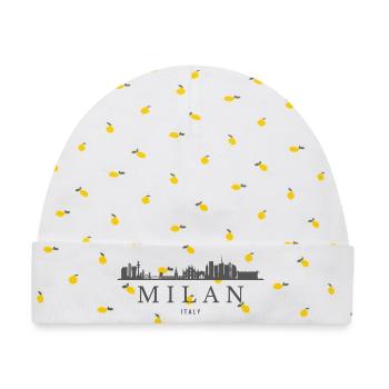 Mailand, Italien, Mailand Skyline - Baby Premium Organic Mütze - Weiß/Zitronengelb - Vorne
