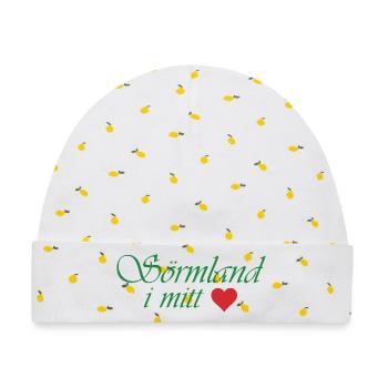 Sörmland in meinem Herzen - Baby Premium Organic Mütze - Weiß/Zitronengelb - Vorne
