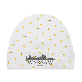 Warschau, Polen, Warschauer Skyline - Baby Premium Organic Mütze - Weiß/Zitronengelb - Vorne