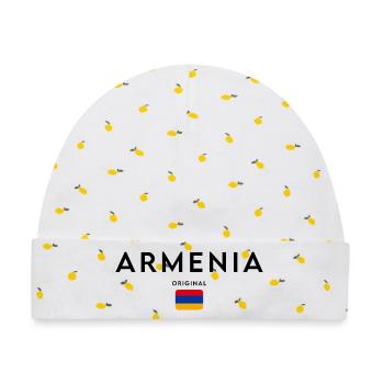 Armenischer Stolz, minimalistisches, elegantes Design - Baby Premium Organic Mütze - Weiß/Zitronengelb - Vorne