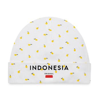 Indonesischer Stolz, minimalistisches, elegantes Design - Baby Premium Organic Mütze - Weiß/Zitronengelb - Vorne