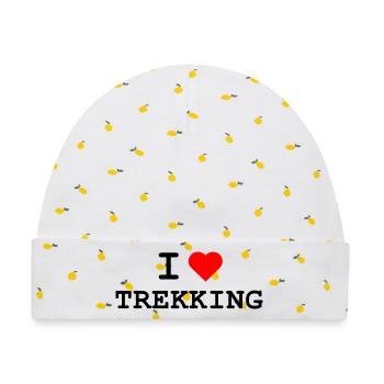 I love Trekking - Ich liebe Trekking - Baby Premium Organic Mütze - Weiß/Zitronengelb - Vorne