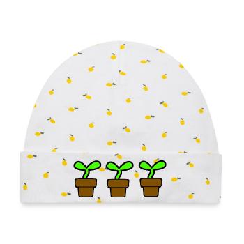Garten - Baby Premium Organic Mütze - Weiß/Zitronengelb - Vorne