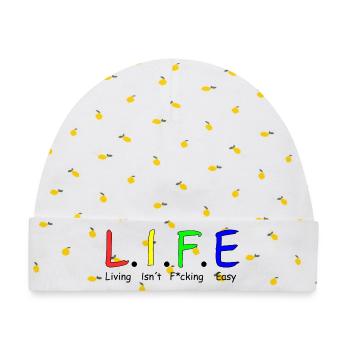 Life - Baby Premium Organic Mütze - Weiß/Zitronengelb - Vorne