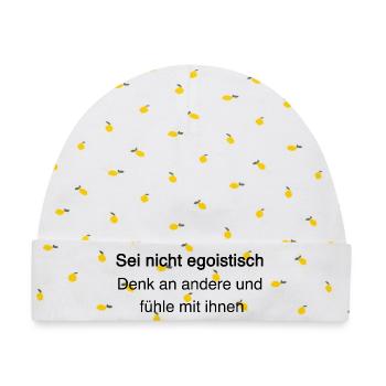 Gegen Egoismus: Empathie & Mitgefühl - Baby Premium Organic Mütze - Weiß/Zitronengelb - Vorne