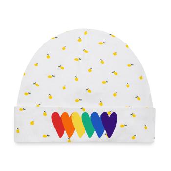 Regenbogenherzen Muster - Baby Premium Organic Mütze - Weiß/Zitronengelb - Vorne