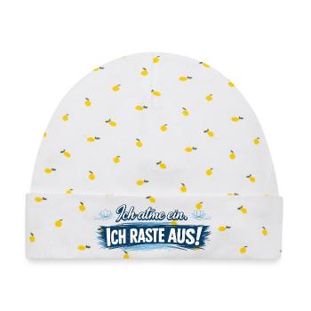  Ich atme ein. Ich raste aus! - Baby Premium Organic Mütze - Weiß/Zitronengelb - Vorne
