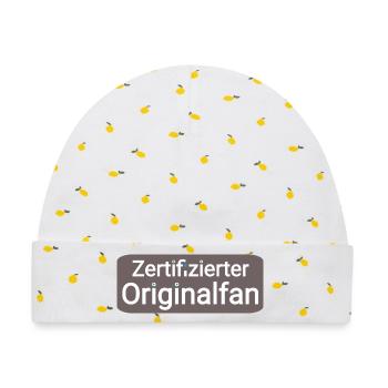 Lustiges Emblem für Fans  - Baby Premium Organic Mütze - Weiß/Zitronengelb - Vorne