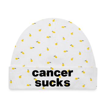 cancer sucks - Baby Premium Organic Mütze - Weiß/Zitronengelb - Vorne