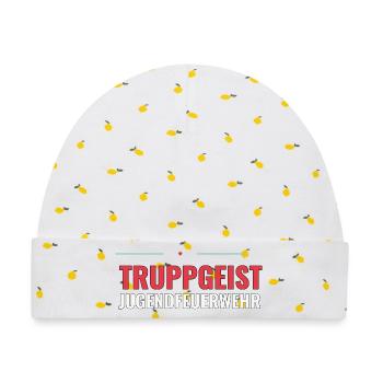 Truppgeist – Jugendfeuerwehr Teamshirt für Neuaufn - Baby Premium Organic Mütze - Weiß/Zitronengelb - Vorne