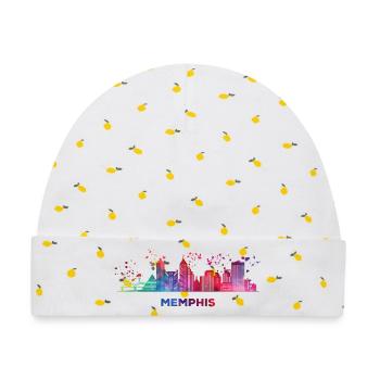 Memphean Skyline Memphis - Baby Premium Organic Mütze - Weiß/Zitronengelb - Vorne