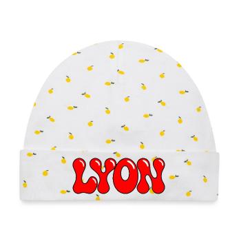 Lyon Letters Red Gum - Baby Premium Organic Mütze - Weiß/Zitronengelb - Vorne
