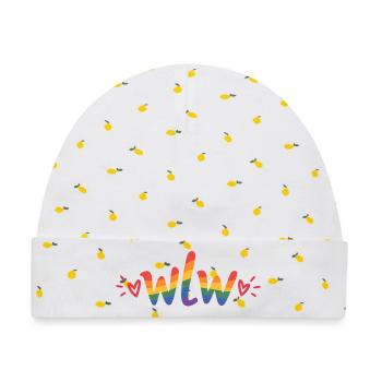 WLW Rainbow Aesthetic – Lesbian Pride Design - Baby Premium Organic Mütze - Weiß/Zitronengelb - Vorne