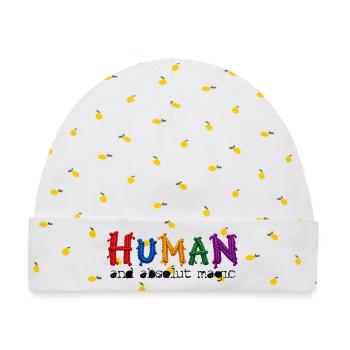 HUMAN – and absolut magic - Baby Premium Organic Mütze - Weiß/Zitronengelb - Vorne