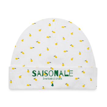 Saisonale Instabilität – Weihnachtsstatement - Baby Premium Organic Mütze - Weiß/Zitronengelb - Vorne