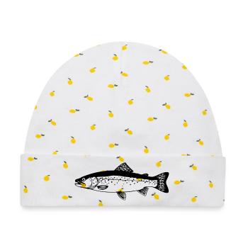 Forellen Angler Geschenk Idee Fliegenfischen - Baby Premium Organic Mütze - Weiß/Zitronengelb - Vorne