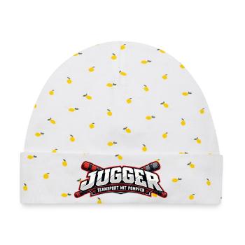 Jugger Teamlogo Banner RotSchwarz - Baby Premium Organic Mütze - Weiß/Zitronengelb - Vorne