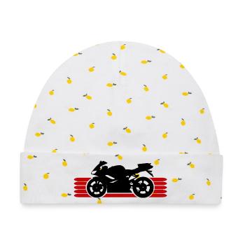 Motorrad fahren Motorradfahrer Motorradfahrerin - Baby Premium Organic Mütze - Weiß/Zitronengelb - Vorne
